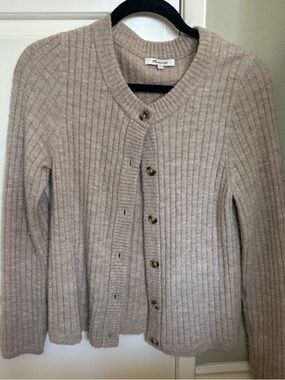 Madewell Taupe Ribbed Button-Up Cardigan